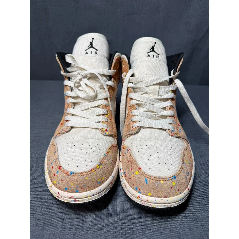 Nike‎ DA8005-100 Air Jordan 1 SE Mid Brushstroke Paint Splatter Mens SZ 9